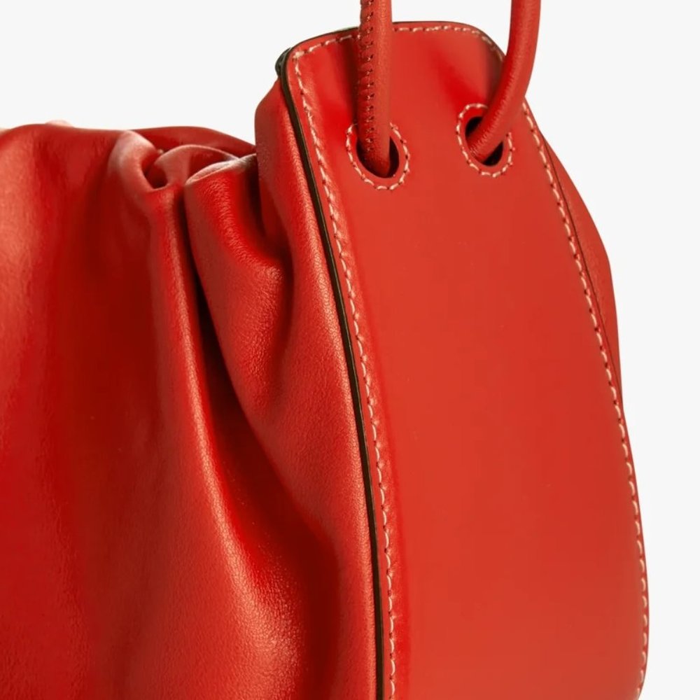 NWT Staud Kiki Ruched Lambskin Leather Bag Blood Orange - Picture 5 of 5